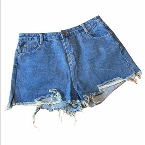 Color Connection Blue Distressed Denim Shorts Size XXL - NWT